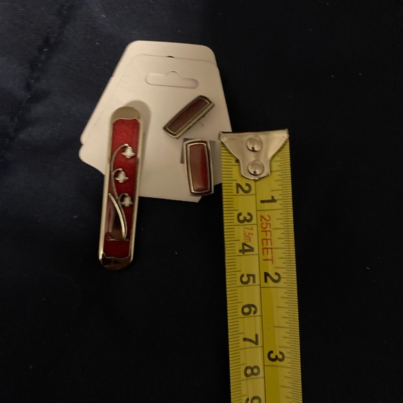 Rivet Enamel Pin and Pierced Earring Set - Picture 3 of 3